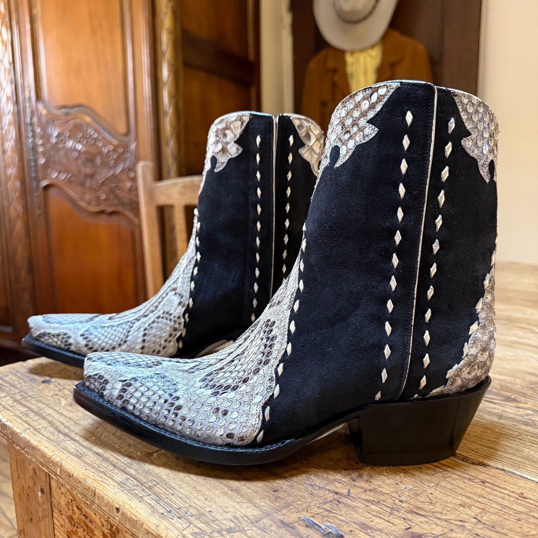 Python Ankle Zipper Boot - Charcoal/Cream – Back at the Ranch
