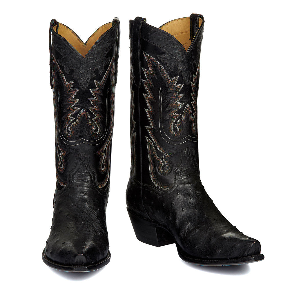 Men's Black Ostrich Leather With Black Shaft – Texas Boot Ranch