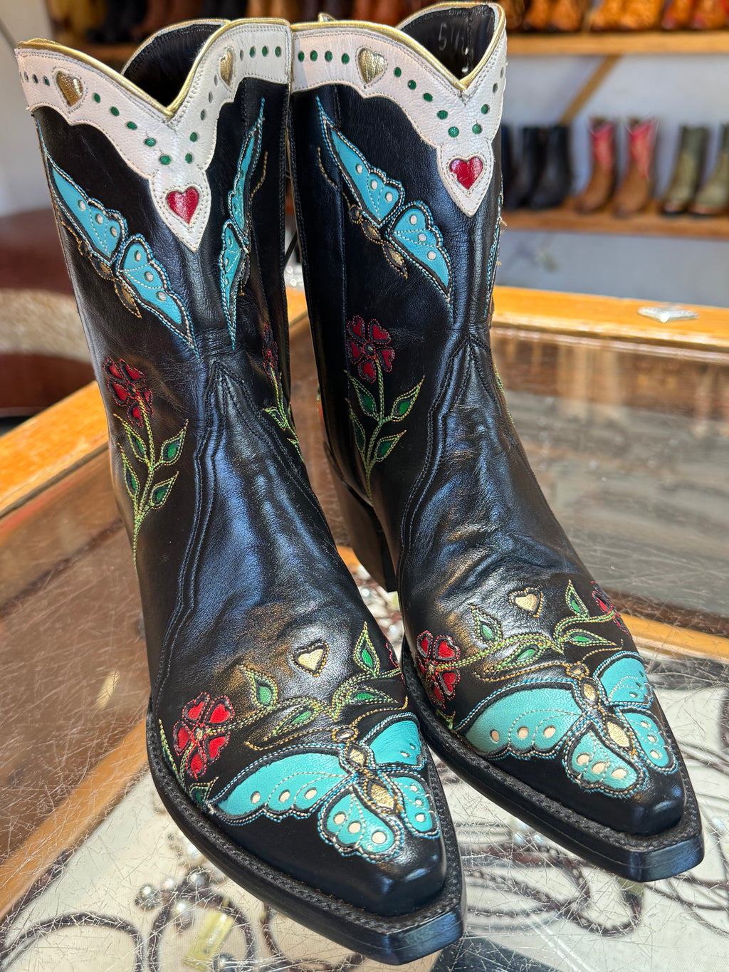 Madam Butterfly Ankle Zipper - Black/Turquoise - Back at the Ranch