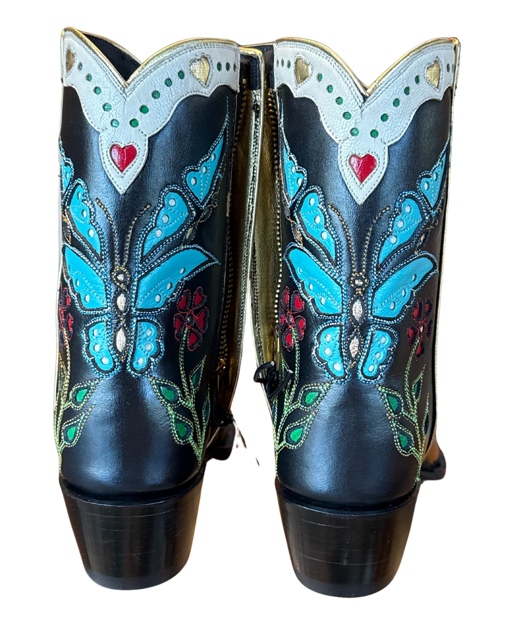 Madam Butterfly Ankle Zipper - Black/Turquoise