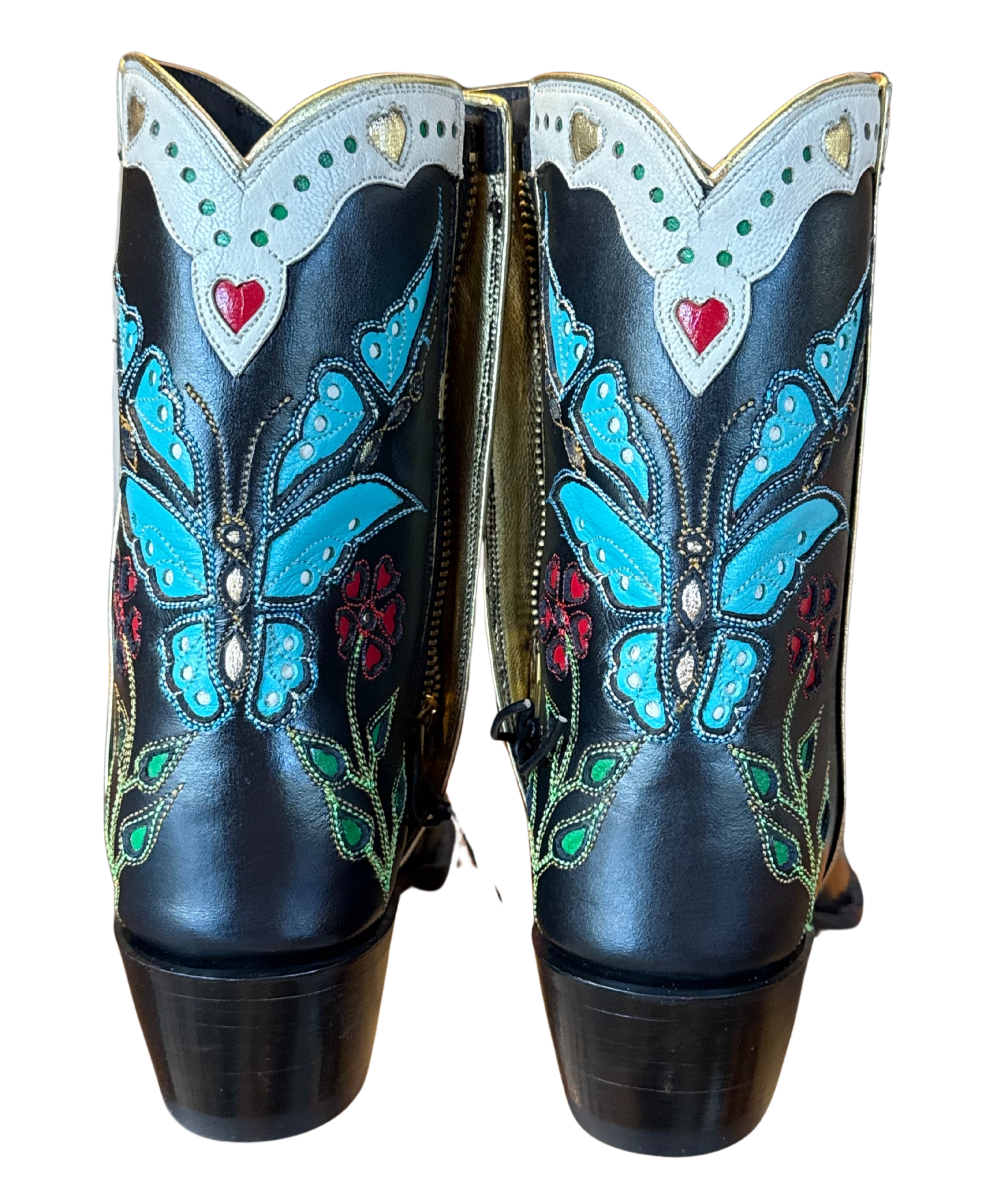Madam Butterfly Ankle Zipper - Black/Turquoise - Back at the Ranch