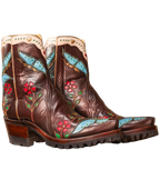 Madam Butterfly Ankle Zipper with Lug - Brown/Turquoise - Back at the Ranch