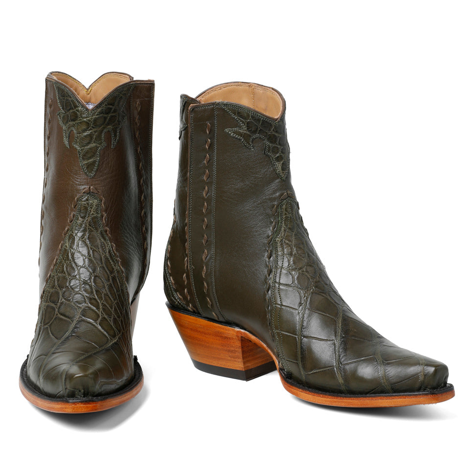 Crocodile Ankle Zipper- Loden Green