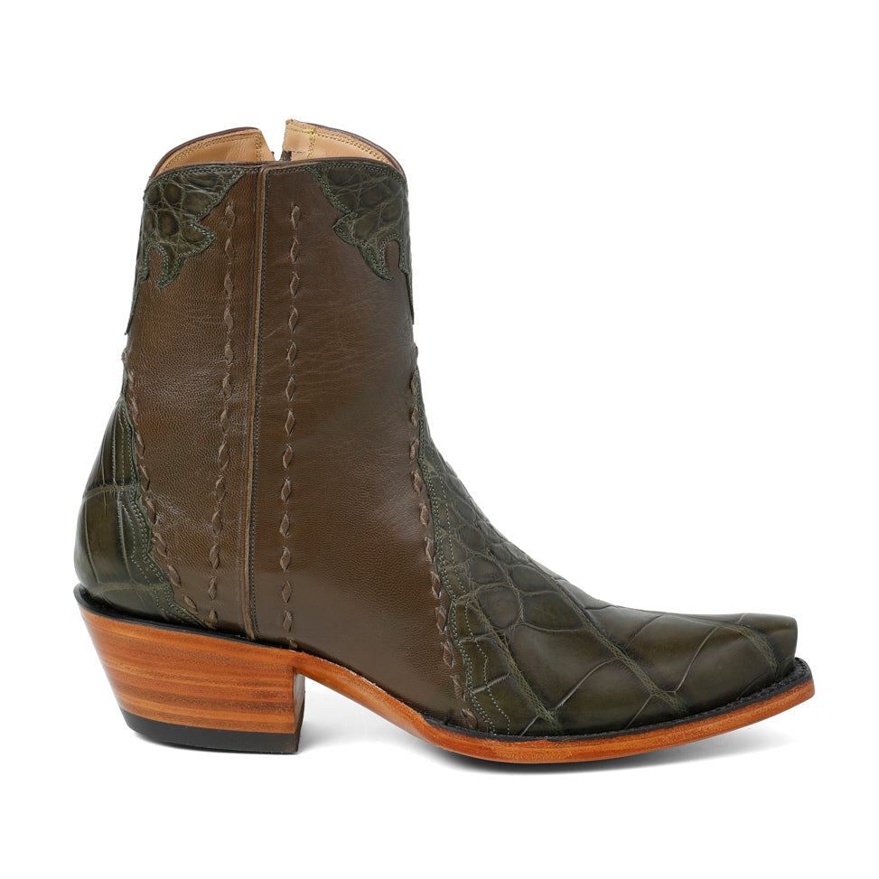 Crocodile Ankle Zipper- Loden Green