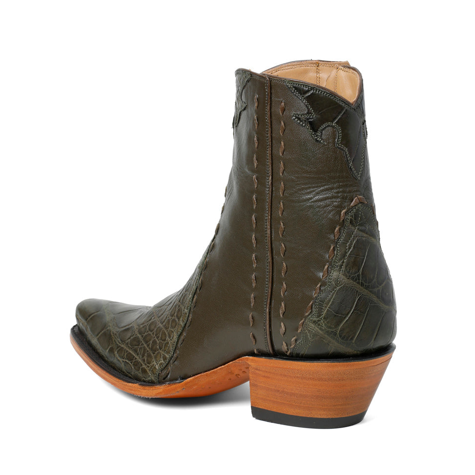 Crocodile Ankle Zipper- Loden Green