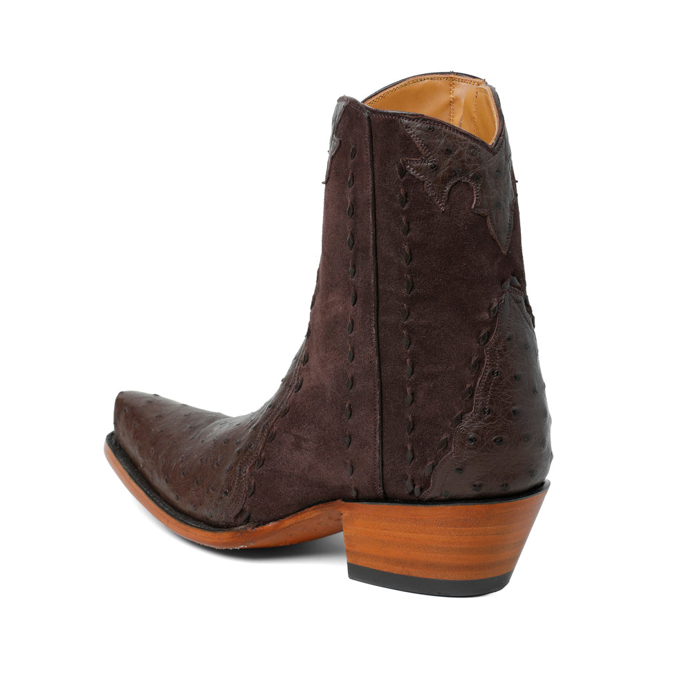 Ostrich with Nubuck Ankle Zipper - Nicotine - Back at the Ranch