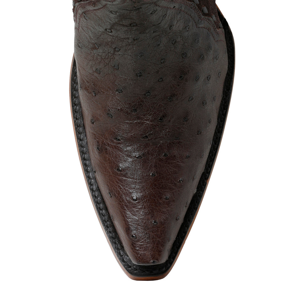 Ostrich with Nubuck Ankle Zipper - Nicotine - Back at the Ranch