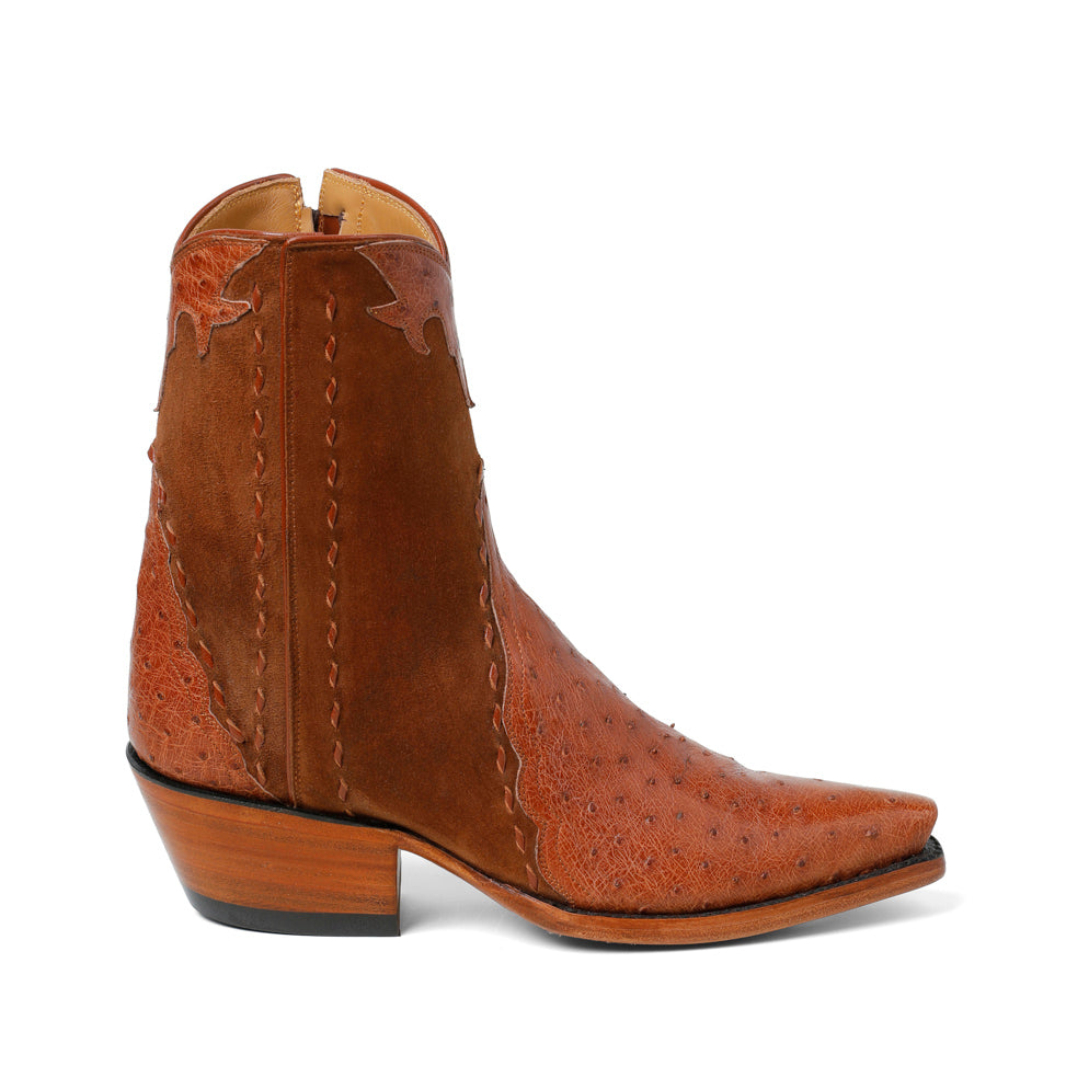 Ostrich Ankle Zipper - Brandy - Back at the Ranch