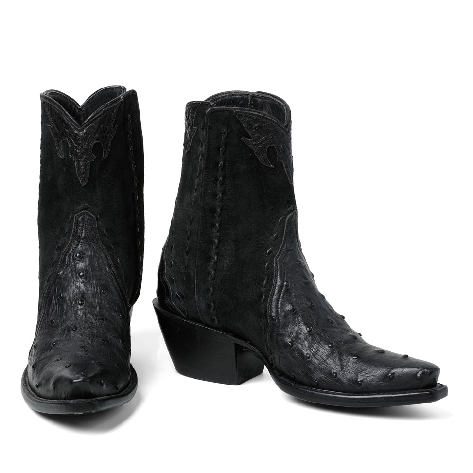 Ostrich Ankle Zipper - Black - Back at the Ranch