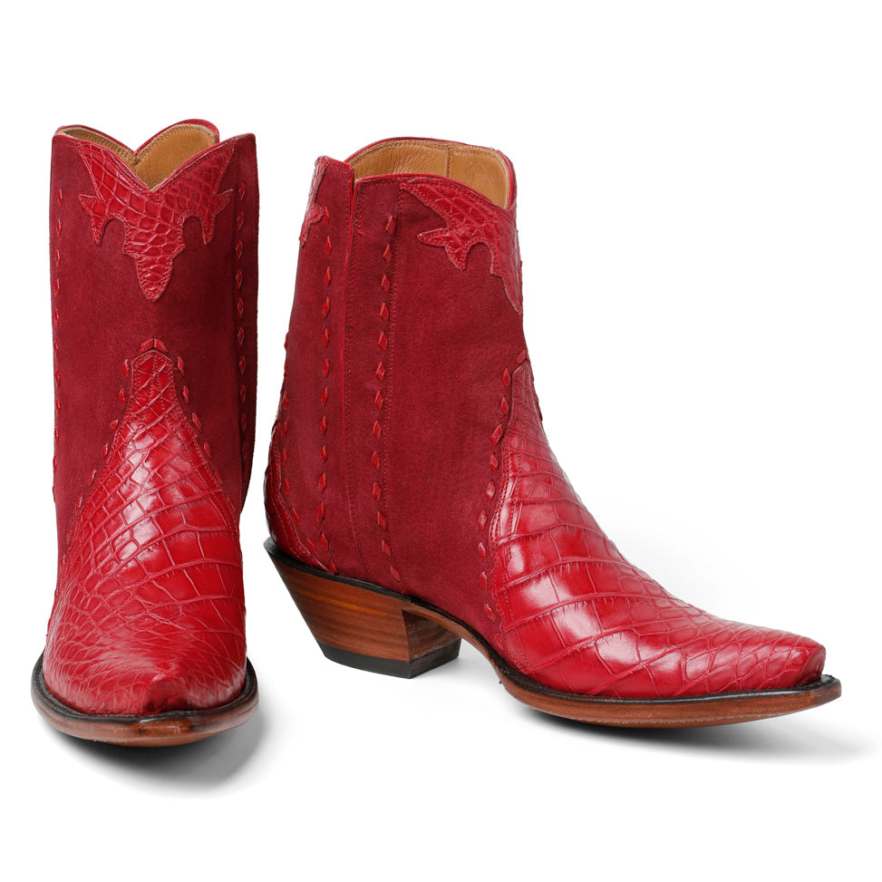 Crocodile Ankle Zipper - Red