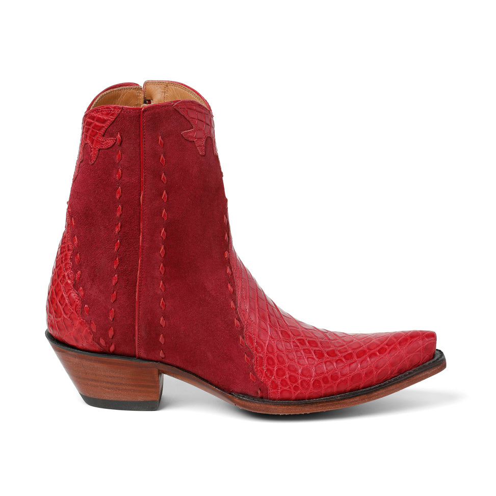 Crocodile Ankle Zipper - Red