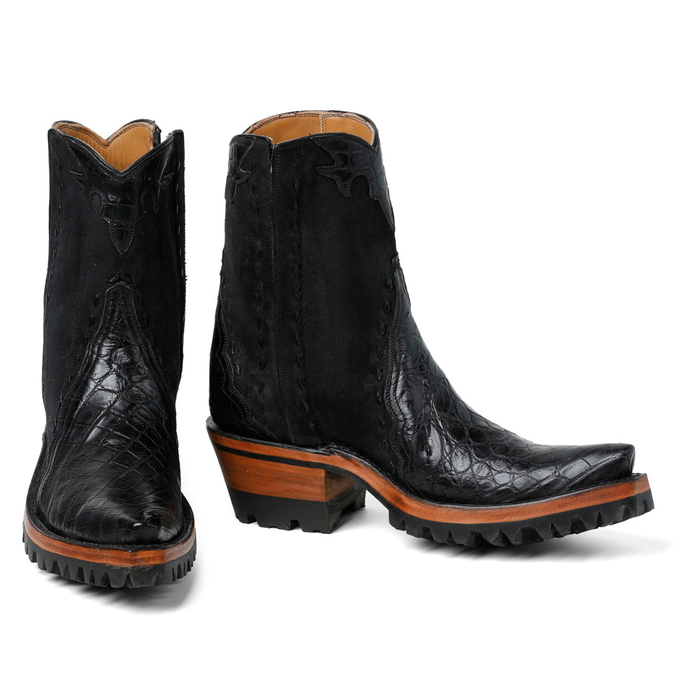 Crocodile Ankle Zipper With Lug - Black - Back at the Ranch
