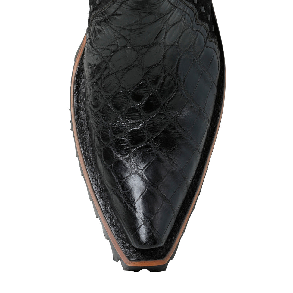 Crocodile Ankle Zipper With Lug - Black
