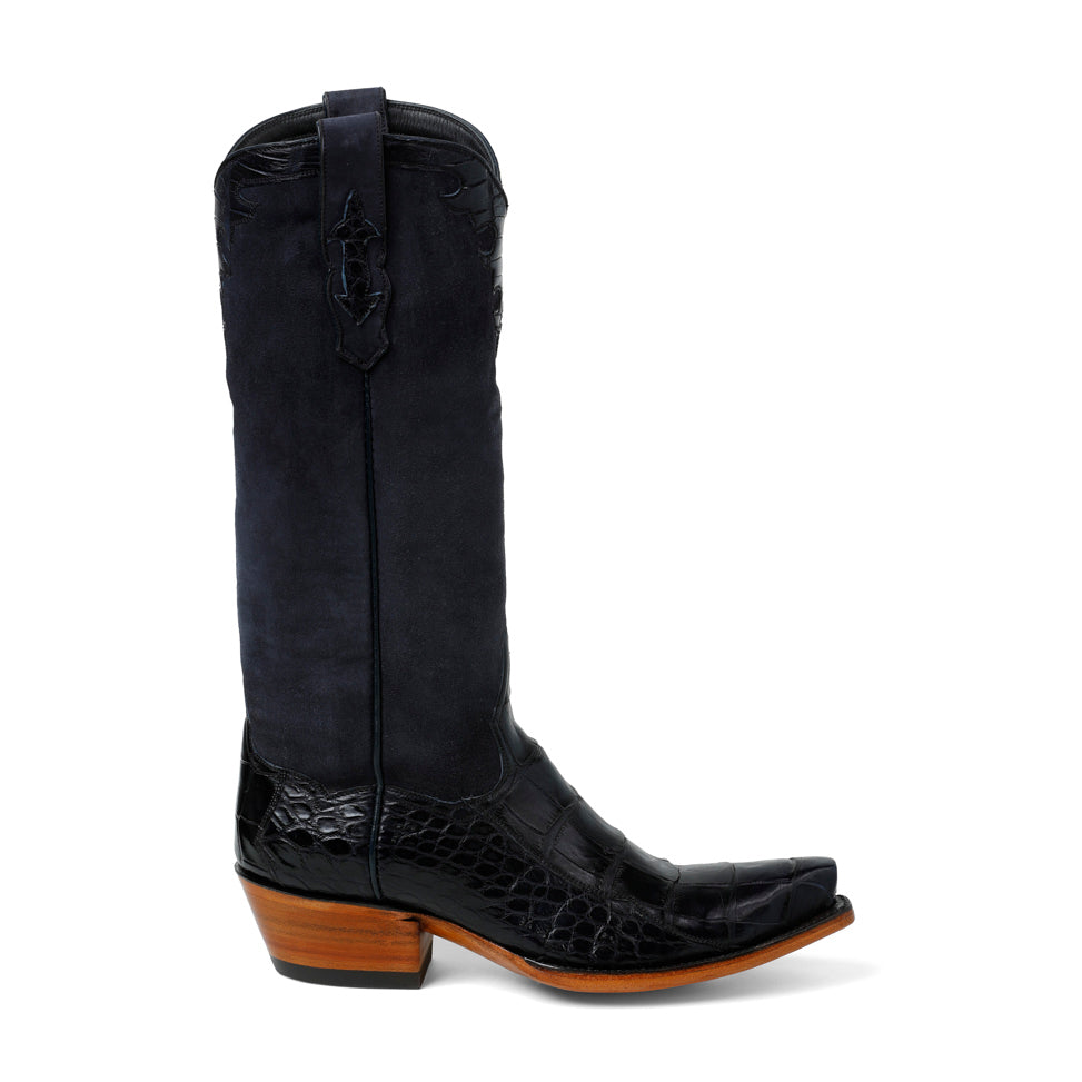 Fancy Crocodile with Nubuck 14" - Navy