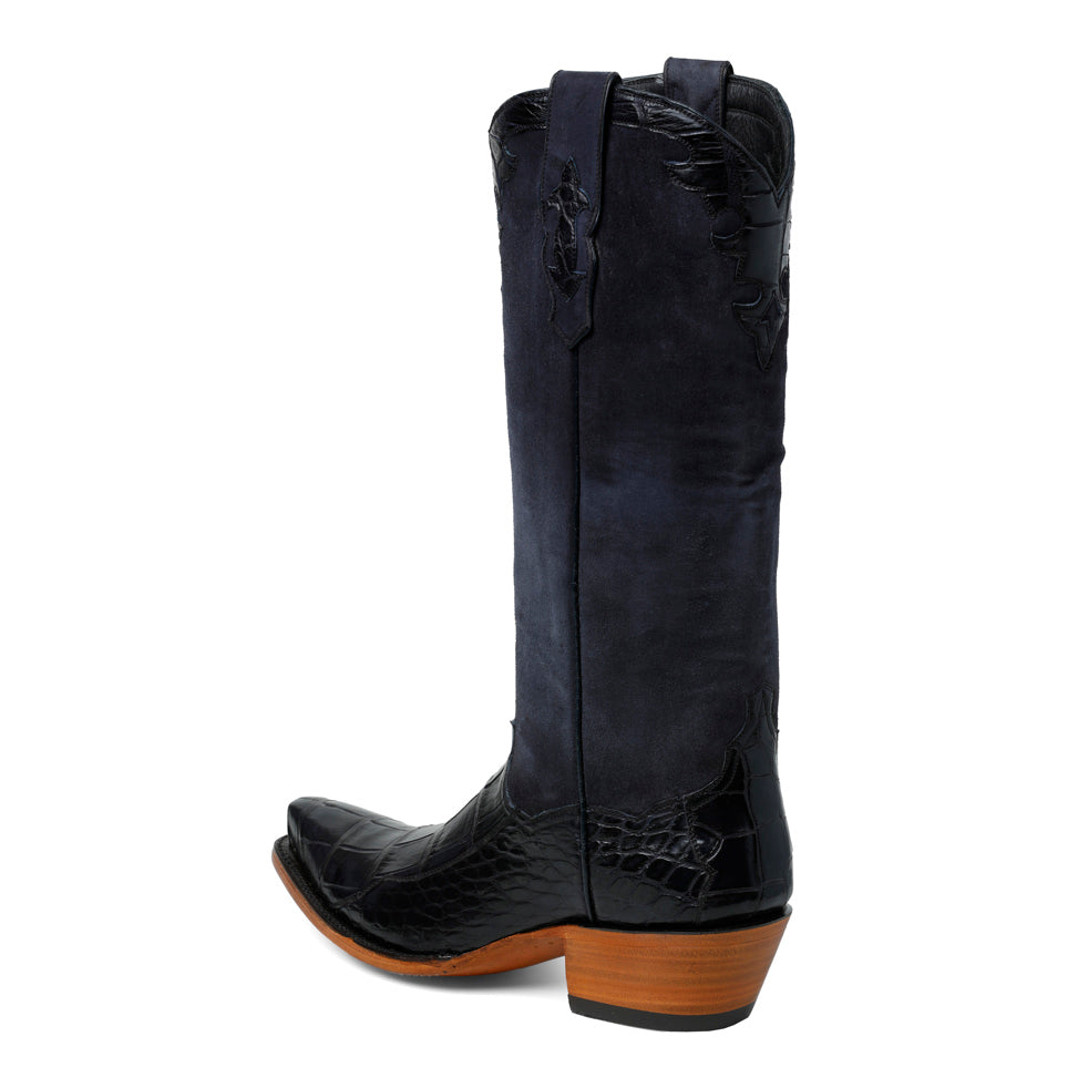 Fancy Crocodile with Nubuck 14" - Navy