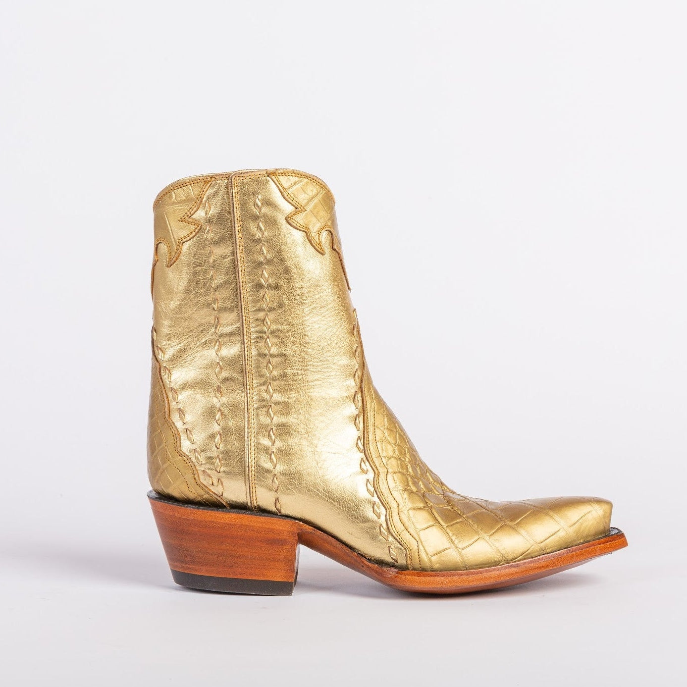 American Alligator Ankle Zipper- Gold - Back at the Ranch