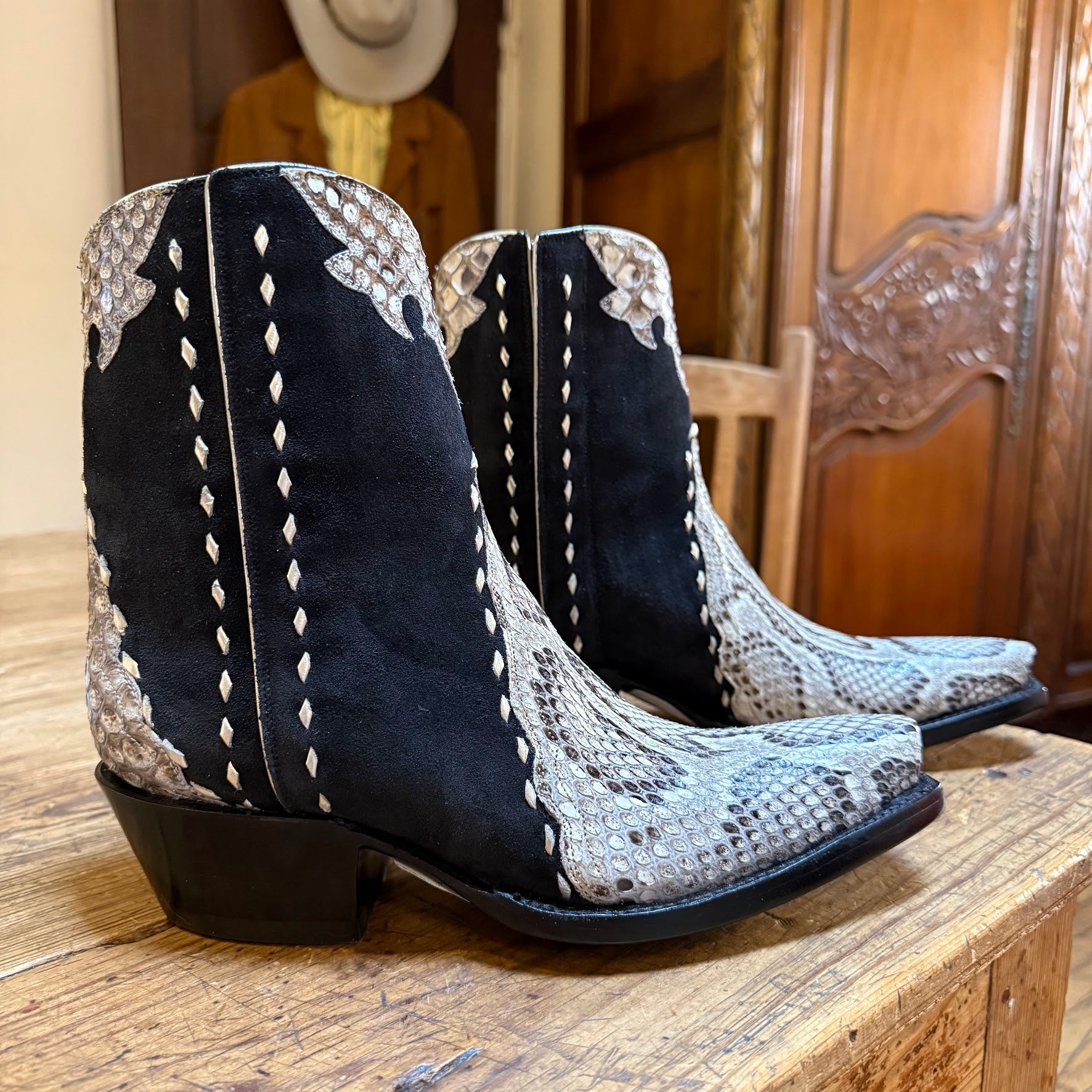 Python Ankle Zipper Boot - Charcoal/Cream - Back at the Ranch