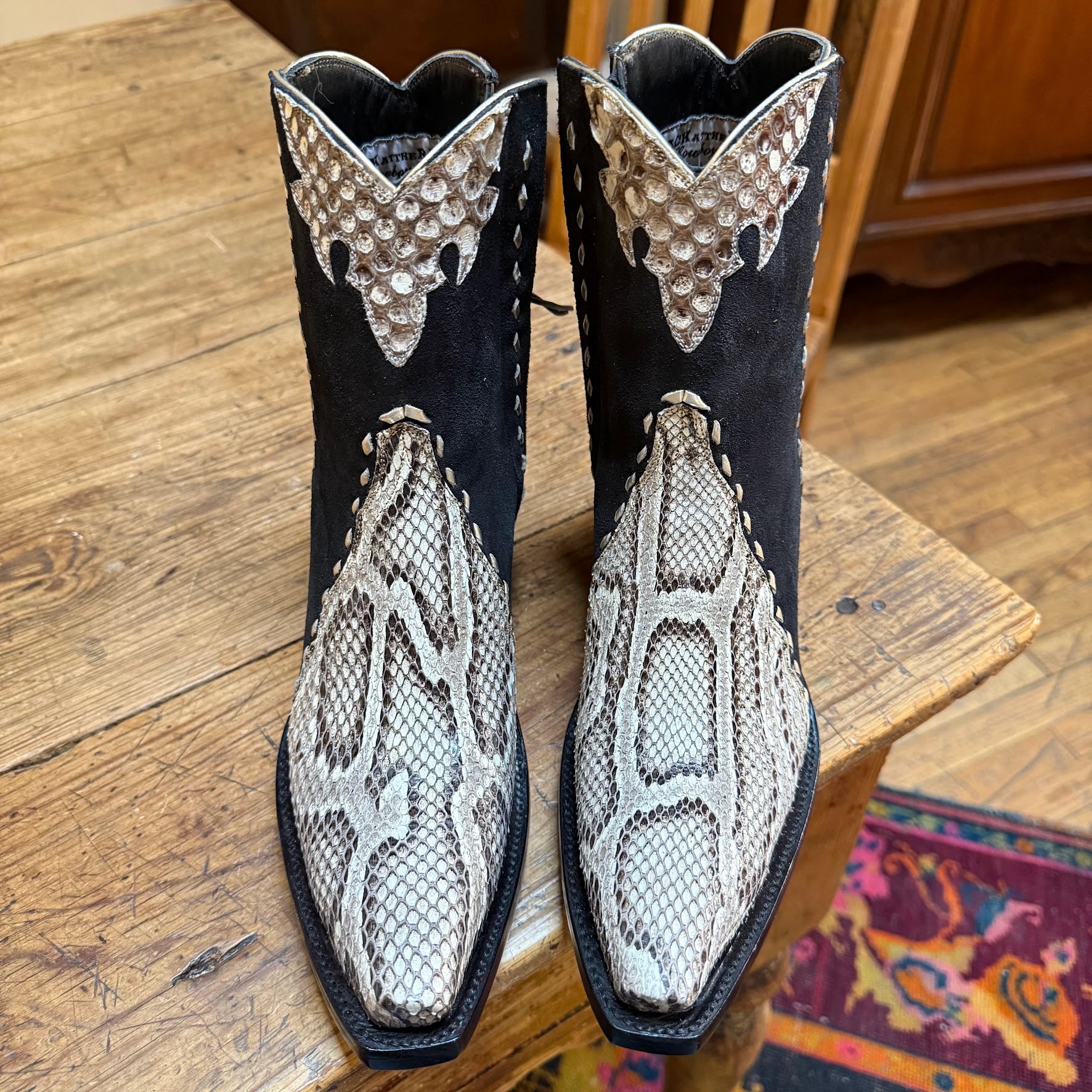 Python Ankle Zipper Boot - Charcoal/Cream - Back at the Ranch