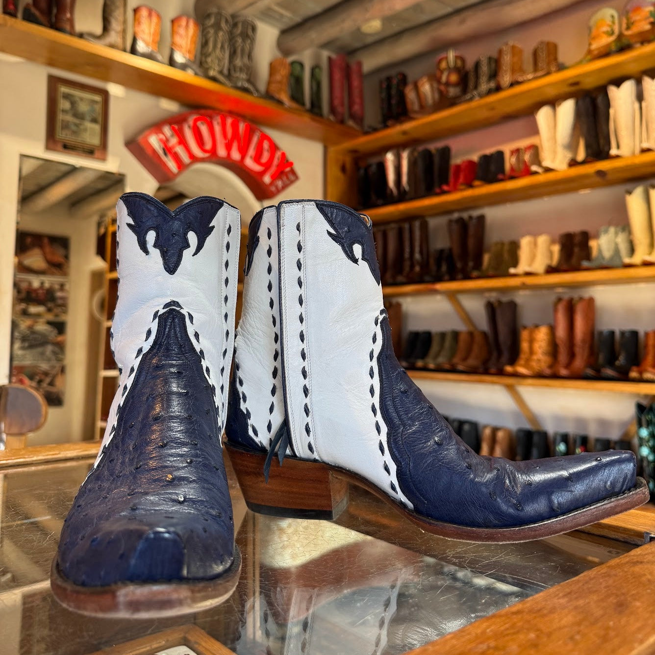 Ostrich Ankle Zipper - Iris/White - Back at the Ranch