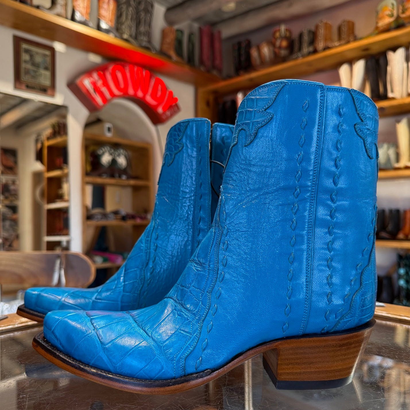 Crocodile Ankle Zipper- Turquoise - Back at the Ranch