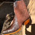 Ostrich with Nubuck Ankle Zipper - Nicotine - Back at the Ranch