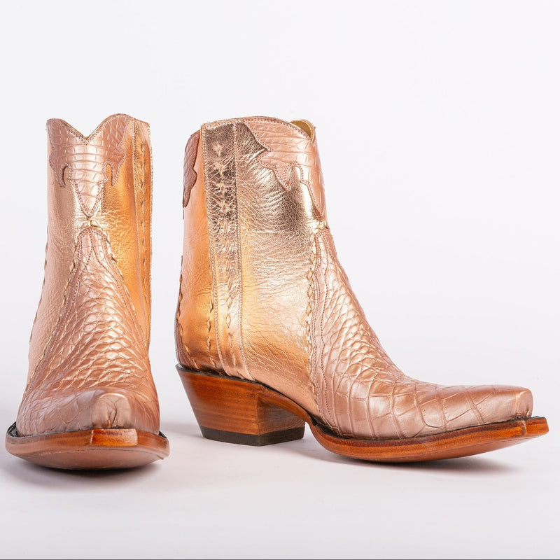 American Alligator Ankle Zipper - Rose Gold - Back at the Ranch