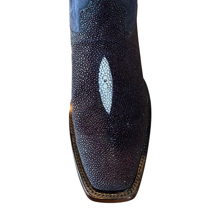Stingray With Pigsuede Upper 12" - Navy with Square Toe & roper heel