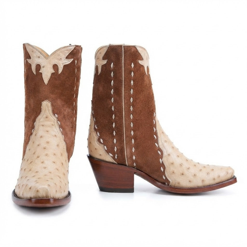 Ostrich Ankle Zipper Cowboy Boot - Back at the Ranch