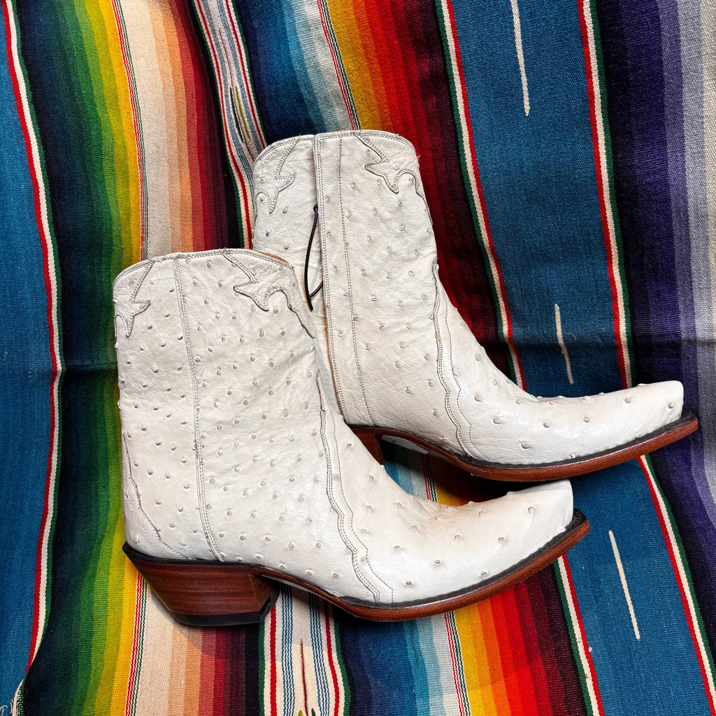 Ostrich Ankle Zipper - White - Back at the Ranch