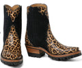 Hair-On Ankle Zipper With Lug - Leopard Print