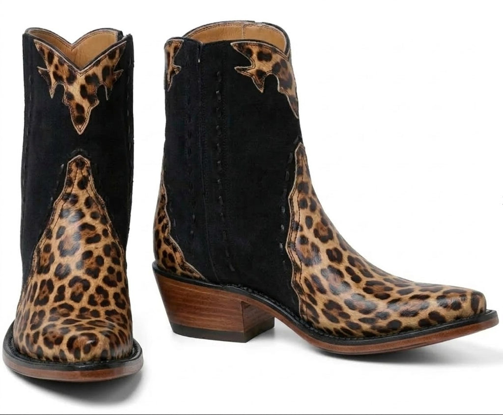 Hair-On Ankle Zipper - Leopard Print