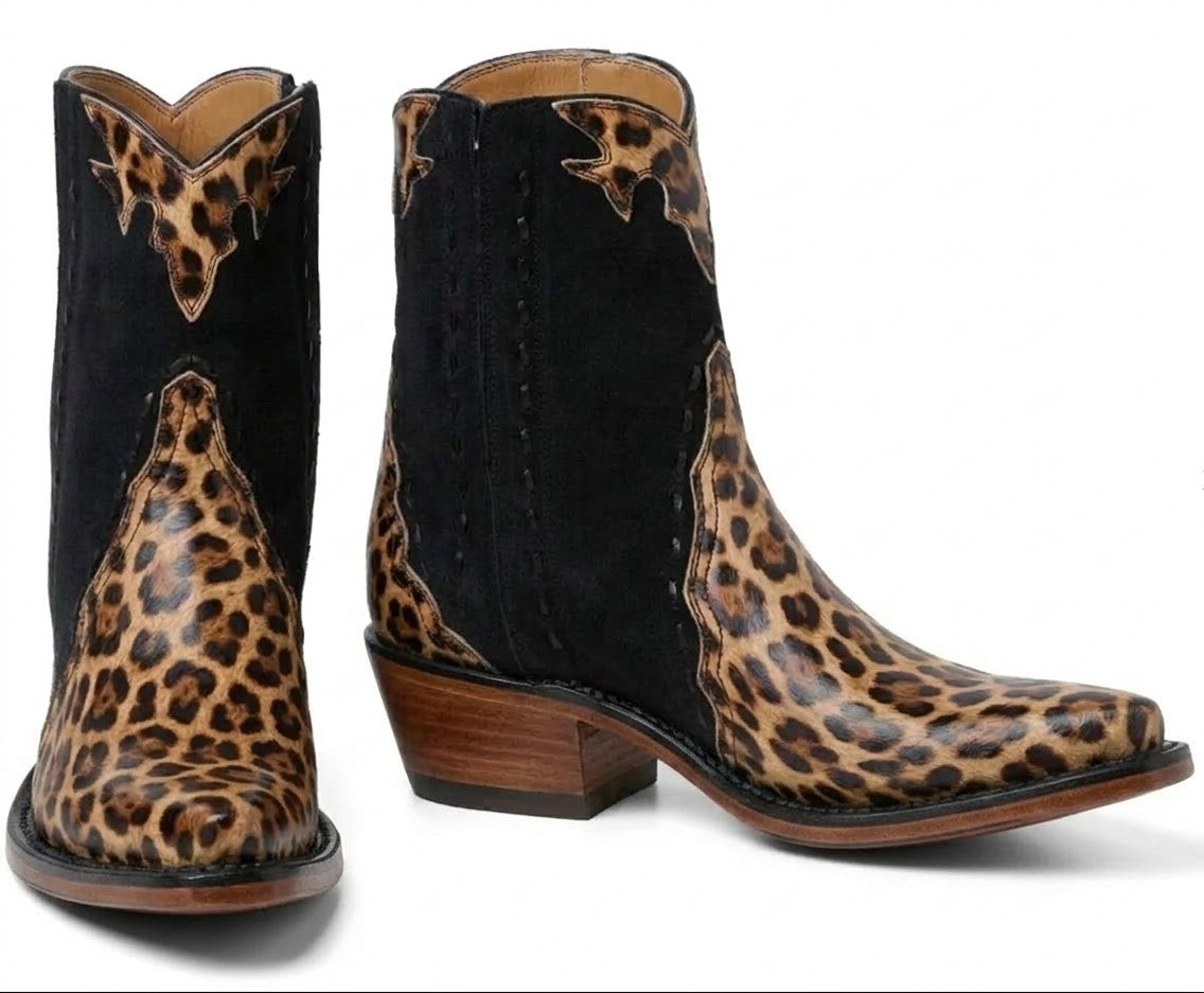 Hair-On Ankle Zipper - Leopard Print