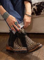 Hair-On Ankle Zipper With Lug - Leopard Print