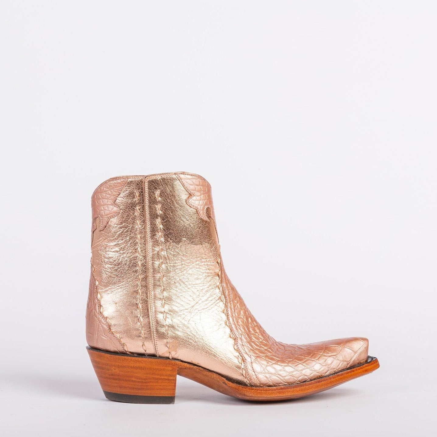 American Alligator Ankle Zipper - Rose Gold - Back at the Ranch