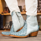 Ostrich Ankle Zipper - Sea Blue - Back at the Ranch