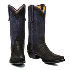 Crocodile Sueded with Nubuck 12" Black/Navy - Back at the Ranch