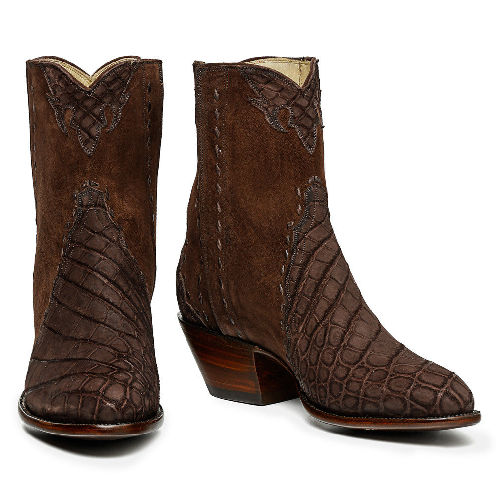 Crocodile Sueded Ankle Zipper Round Toe - Back at the Ranch