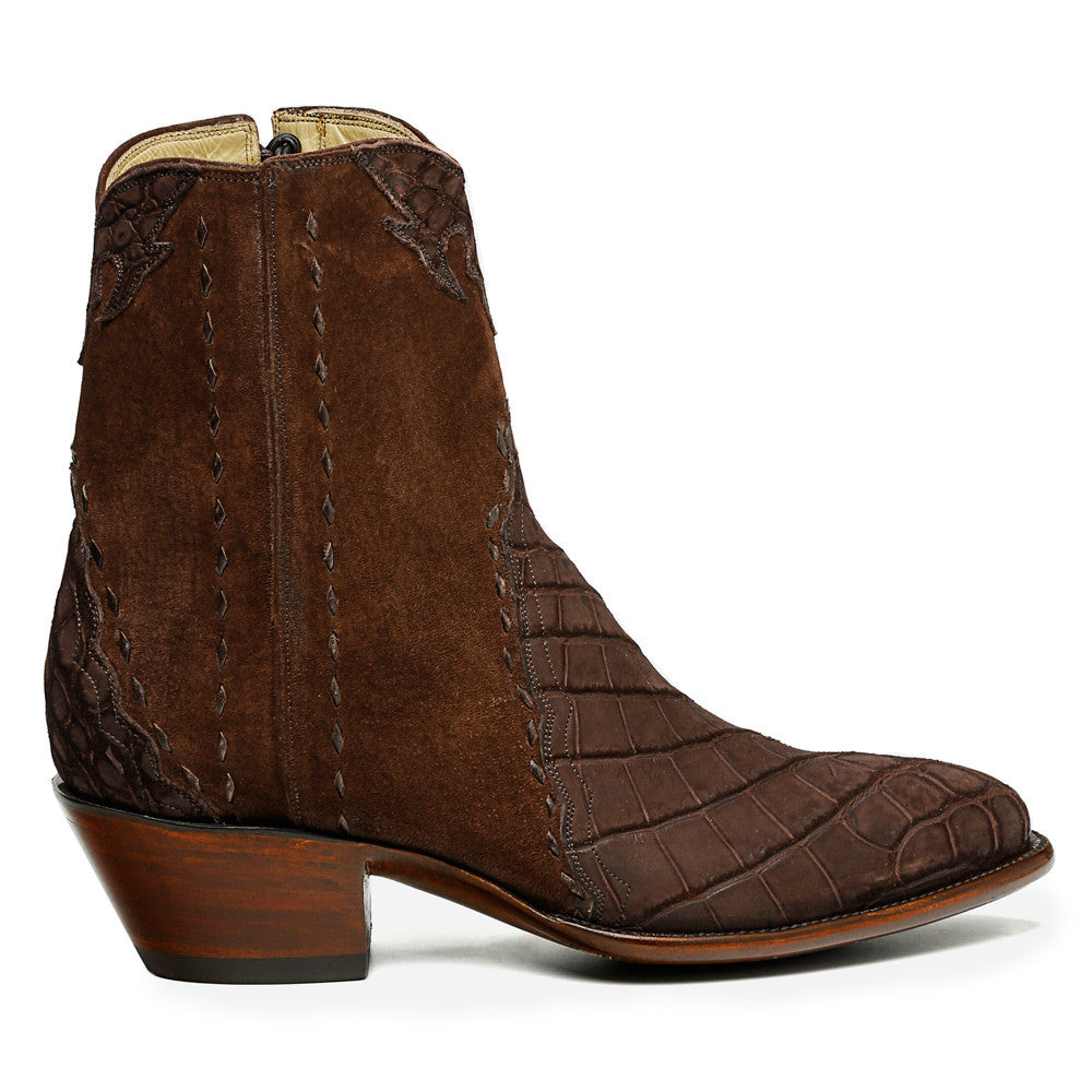 Crocodile Sueded Ankle Zipper Round Toe - Back at the Ranch