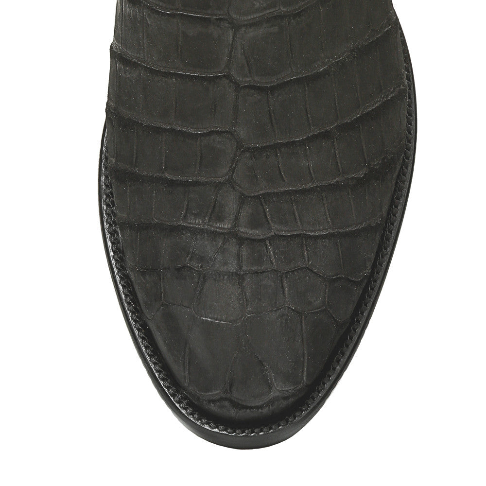 Crocodile Sueded 12" Round Toe - Black - Back at the Ranch