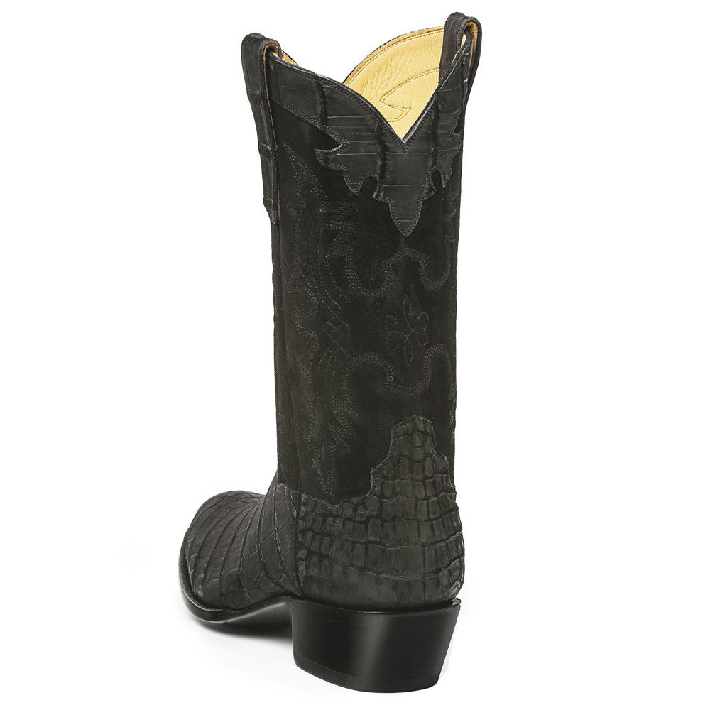 Crocodile Sueded 12" Round Toe - Black - Back at the Ranch