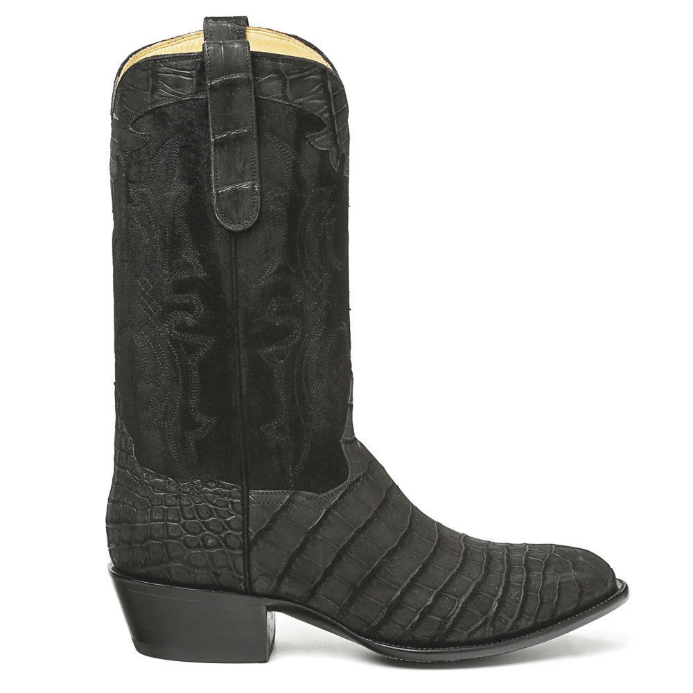 Crocodile Sueded 12" Round Toe - Black - Back at the Ranch