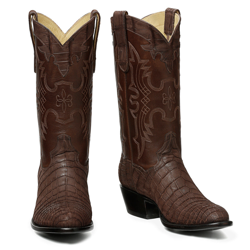 Crocodile Sueded 12" Round Toe - Black - Back at the Ranch