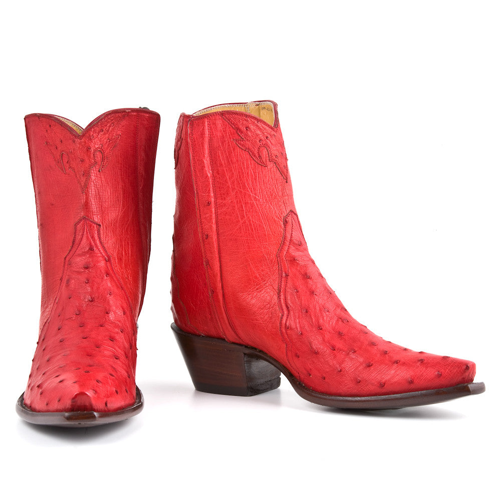Ostrich Ankle Zipper - Red - Back at the Ranch