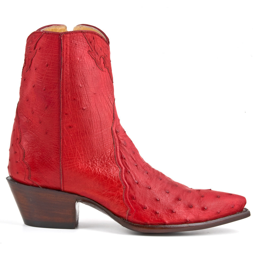 Ostrich Ankle Zipper - Red - Back at the Ranch
