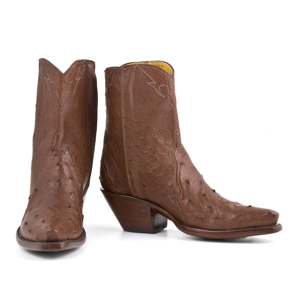 Ostrich Ankle Zipper - Brown - Back at the Ranch