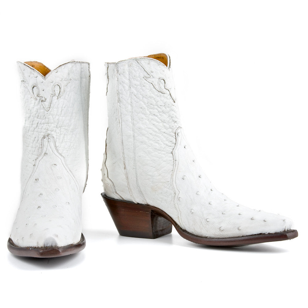 Ostrich Ankle Zipper - White - Back at the Ranch
