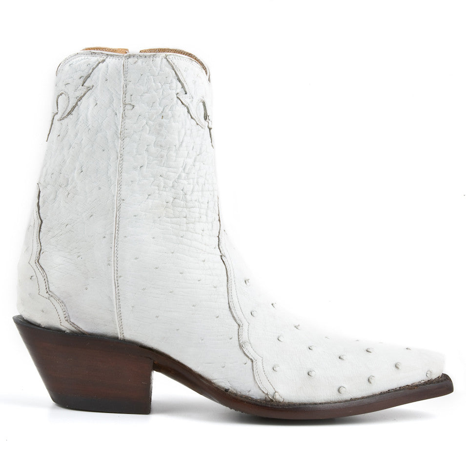 Ostrich Ankle Zipper - White - Back at the Ranch