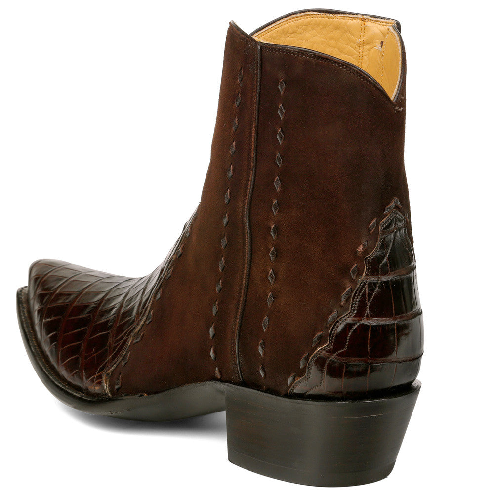 Crocodile with Nubuck Ankle Zipper - Brown - Back at the Ranch