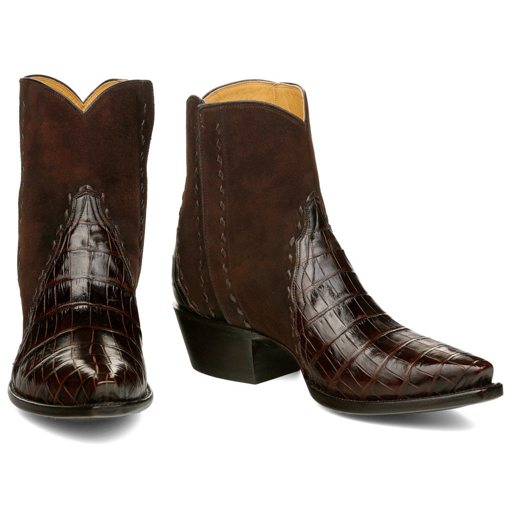 Crocodile with Nubuck Ankle Zipper - Brown - Back at the Ranch
