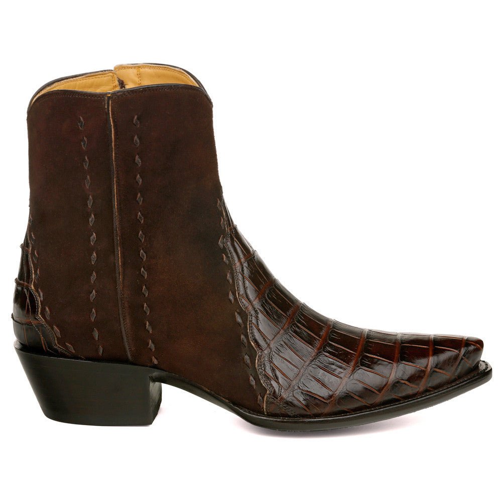 Crocodile with Nubuck Ankle Zipper - Brown - Back at the Ranch